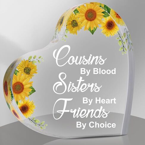 هدايا Tuanse Cousin للنساء من أبناء العمومة من Blood Sisters من Heart Friends حسب الاختيار، لوحات من الأكريليك على شكل قلب، ديكورات مكتبية، تذكار ووزن الورق (زهور أرجوانية) in Saudi Arabia