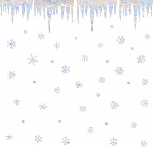 Christmas Snowflake Window Clings for Glass Windows Static Cling Snow Window Decals Anti-Collision Winter Window Stickers for Bird Strikes Vinyl Stickers Suncatcher Rainbow Stickers in Saudi Arabia
