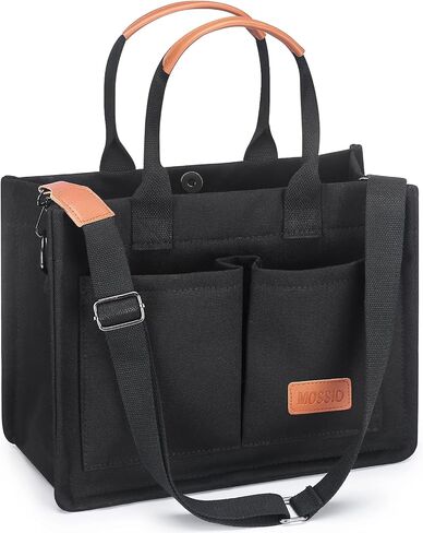 Mossio Large Canvas Tote Bag for Women with Pockets - Laptop Crossbody Work Tote Bag Everyday Bag Shoulder Purse Handbag in Kuwait