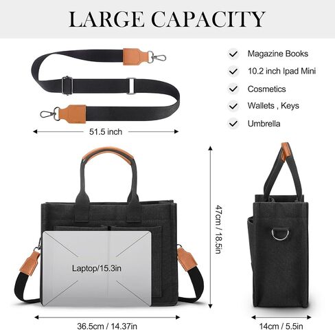 Mossio Large Canvas Tote Bag for Women with Pockets - Laptop Crossbody Work Tote Bag Everyday Bag Shoulder Purse Handbag in Kuwait