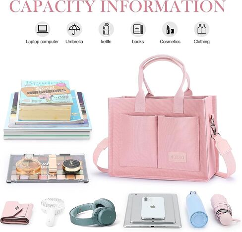 Mossio Large Canvas Tote Bag for Women with Pockets - Laptop Crossbody Work Tote Bag Everyday Bag Shoulder Purse Handbag in Kuwait