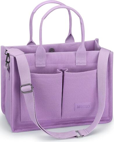 Mossio Large Canvas Tote Bag for Women with Pockets - Laptop Crossbody Work Tote Bag Everyday Bag Shoulder Purse Handbag in Kuwait