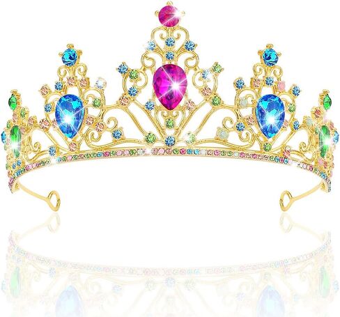 AHONEY Purple Gem Gold Tiara and Crown for Women, Crystal Mermaid Crown Rhinestone Princess Tiaras for Girls Rapunzel Crown for Wedding Birthday Prom Halloween Party in Kuwait