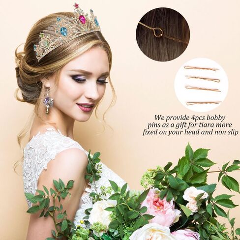 AHONEY Purple Gem Gold Tiara and Crown for Women, Crystal Mermaid Crown Rhinestone Princess Tiaras for Girls Rapunzel Crown for Wedding Birthday Prom Halloween Party in Kuwait