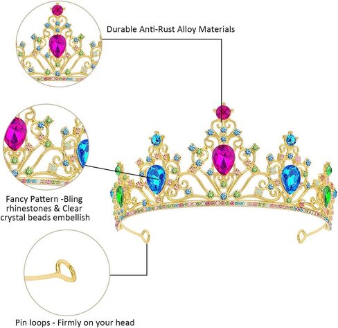 AHONEY Purple Gem Gold Tiara and Crown for Women, Crystal Mermaid Crown Rhinestone Princess Tiaras for Girls Rapunzel Crown for Wedding Birthday Prom Halloween Party in Kuwait