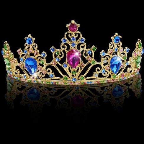 AHONEY Purple Gem Gold Tiara and Crown for Women, Crystal Mermaid Crown Rhinestone Princess Tiaras for Girls Rapunzel Crown for Wedding Birthday Prom Halloween Party in Kuwait