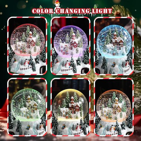 Christmas Snow Globes, Snow globes Christmas with Music, Snow Globes for Kids Girls and Boys, Santa and snow house Snow Globe with Multi Color Changing LED Lights Christmas Birthday Gift Decor（Golden） in Kuwait