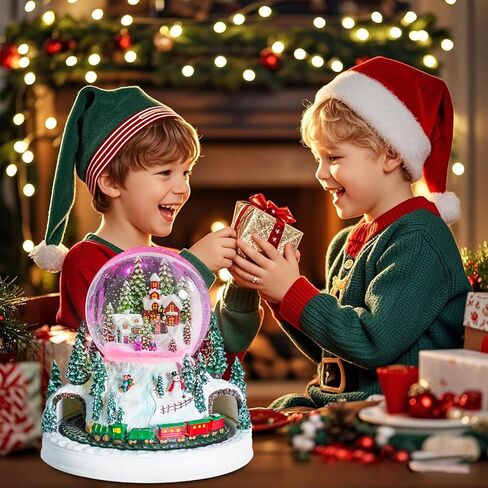 Christmas Snow Globes, Snow globes Christmas with Music, Snow Globes for Kids Girls and Boys, Santa and snow house Snow Globe with Multi Color Changing LED Lights Christmas Birthday Gift Decor（Golden） in Kuwait
