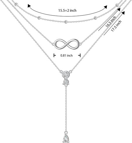 925 Sterling Silver Layered Necklace Double/Triple Multilayer Long Chain Infinity/Star Pendant Necklace Jewelry Gift for Women in Saudi Arabia