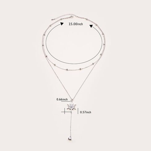 925 فضة الطبقات قلادة مزدوجة/ثلاثية متعددة الطبقات سلسلة طويلة إنفينيتي/دلاية شكل نجمة قلادة مجوهرات هدية للنساء in Kuwait