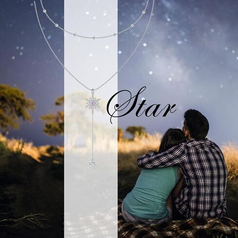 925 فضة الطبقات قلادة مزدوجة/ثلاثية متعددة الطبقات سلسلة طويلة إنفينيتي/دلاية شكل نجمة قلادة مجوهرات هدية للنساء in Kuwait