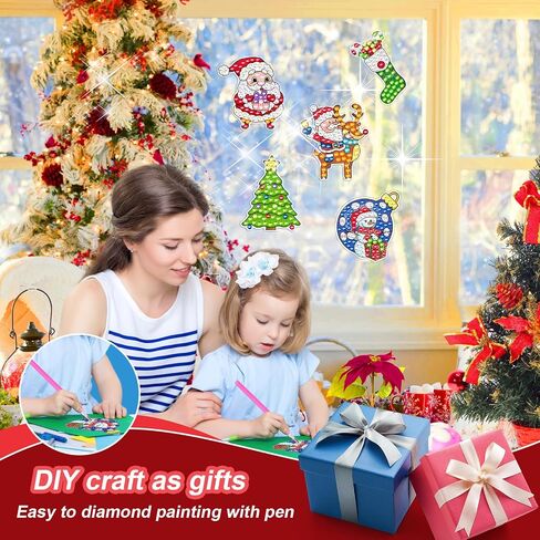 BSRESIN 5 Pcs Christmas Diamond Painting Window Clings, Window Stickers Diamond Art Kits for Xmas Home Decor, Diamond Painting Accessories, Diamond Art Kits Craft for Adults, Gifts in Kuwait