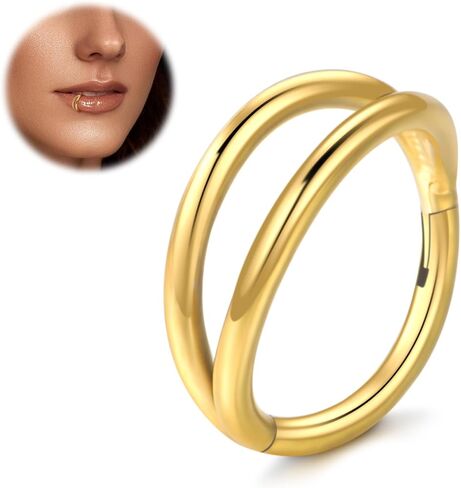Oveta التيتانيوم مزدوجة هوب خواتم الأنف 18G 20G 16G الزنمة اللولب محارة ثقب المجوهرات الغضروف هوب القرط، الفضة / الذهب in Kuwait