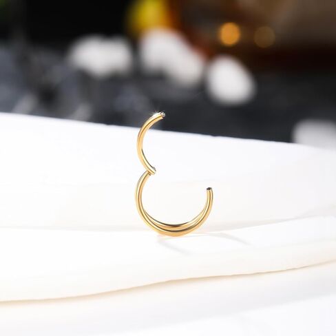 Oveta التيتانيوم مزدوجة هوب خواتم الأنف 18G 20G 16G الزنمة اللولب محارة ثقب المجوهرات الغضروف هوب القرط، الفضة / الذهب in Kuwait
