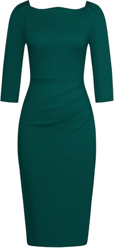 Belle Poque Womens Midi Pencil Dresses 3/4 Sleeve Sheath Dress Vintage Cocktail Slim Dress Work Bodycon Dress in Saudi Arabia