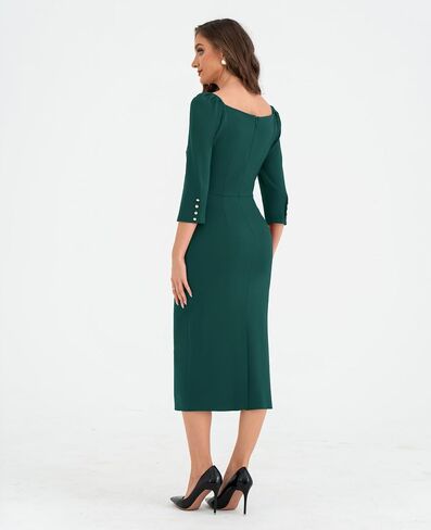 Belle Poque Womens Midi Pencil Dresses 3/4 Sleeve Sheath Dress Vintage Cocktail Slim Dress Work Bodycon Dress in Saudi Arabia
