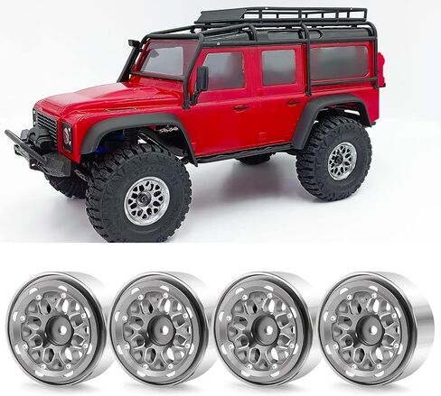 RCLIONS 4PCS Aluminum RC Car Beadlock Wheel Rims for TRX4M 1/18th RC Crawler Buggy Car (Black) in Saudi Arabia