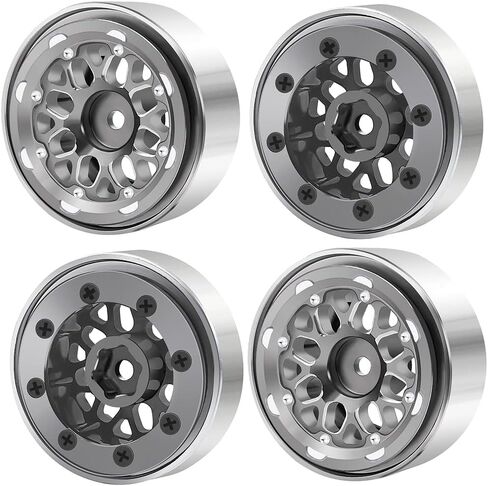 RCLIONS 4PCS Aluminum RC Car Beadlock Wheel Rims for TRX4M 1/18th RC Crawler Buggy Car (Black) in Saudi Arabia