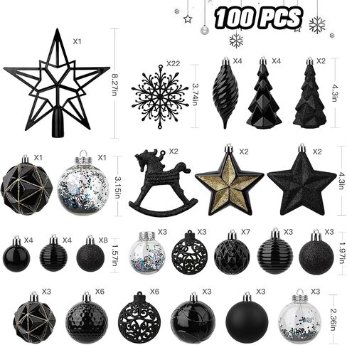 SHareconn 100pcs Christmas Tree Decorations Ornaments Set, Shatterproof Plastic Baubles Decorative Balls for Xmas Tree Decor Holiday Wedding Party, White in Saudi Arabia