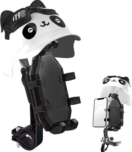 Bike Phone Holder with Waterproof Sun Shade Umbrella, Motorcycle Handlebar Cell Phone Clamp with Mini Helmet, 360 Degree Rotatable Adjustable Motorcycle Phone Mount Rain Shield Sun Shade (Black&White) in Saudi Arabia
