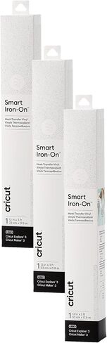 Cricut Smart Iron On (13in x 3ft, Glitter White) for Explore 3 and Maker 3 - Matless Cutting for Long cuts up to 12ft in Kuwait