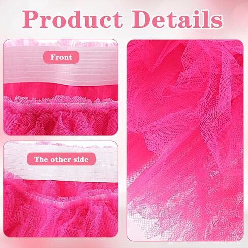 Pink Tutu Skirts for Women Hot Pink Tulle Tutu for Women Adults 5 Layered Elastic 80s Ballet Bubble Dance Short Tulle Skirt Pink Tutu Costume for Rave Party Festival Halloween Running in Saudi Arabia
