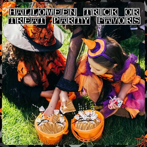 Yexiya 100 Pcs Halloween Witch Broomstick Cellophane Treat Bag DIY Set Halloween Candy Cookie Treat Bags with Ribbons Straws for Halloween Trick or Treat Party Supplies(Orange) in Saudi Arabia
