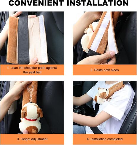 2 PCS Cute Car Seat Belt Pads, Soft Comfortable Cartoon Seat Belt Strap Cover Cushion Pad, Universal Shoulder Strap Pad for Seatbelt and Bag Backpack Strap, Car Accessories (Bear) in Kuwait