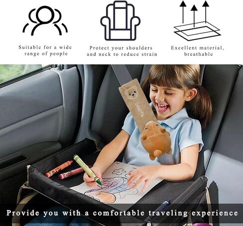 2 PCS Cute Car Seat Belt Pads, Soft Comfortable Cartoon Seat Belt Strap Cover Cushion Pad, Universal Shoulder Strap Pad for Seatbelt and Bag Backpack Strap, Car Accessories (Bear) in Kuwait