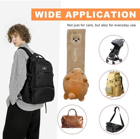 2 PCS Cute Car Seat Belt Pads, Soft Comfortable Cartoon Seat Belt Strap Cover Cushion Pad, Universal Shoulder Strap Pad for Seatbelt and Bag Backpack Strap, Car Accessories (Bear) in Kuwait