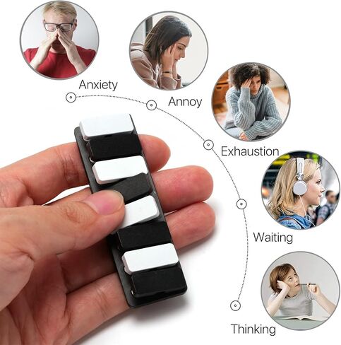 VANANA Metal Haptic Fidget Slider ADHD Clicker Adult Fidget Blocks Relieve Anxiety Stress (Style#1 - Silver) in Saudi Arabia