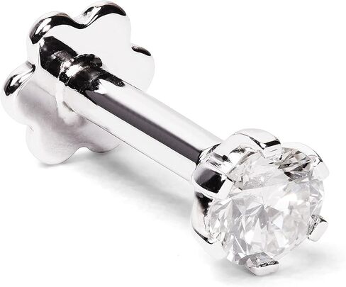 0.02ct Real Diamond 14k White Gold Nose Ring with Internally Threaded Screw Post also used as Lip Labret Monroe Stud in Kuwait