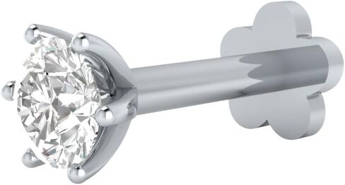 0.02ct Real Diamond 14k White Gold Nose Ring with Internally Threaded Screw Post also used as Lip Labret Monroe Stud in Kuwait