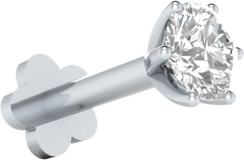 0.02ct Real Diamond 14k White Gold Nose Ring with Internally Threaded Screw Post also used as Lip Labret Monroe Stud in Kuwait