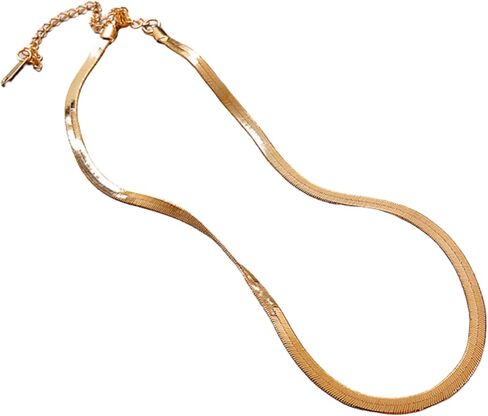 Plated Necklace Chain, Stainless Steel Chain With 18K Gold Plated Finish, Waterproof Herringbone Chain Necklace, 16 Inches Long Chain With 2" Extender in Saudi Arabia