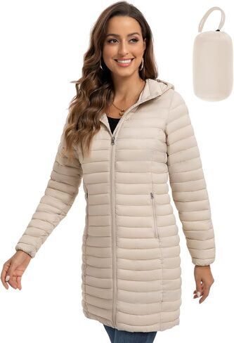 ROYAL MATRIX Packable Puffer Jacket for Women Lightweight Hooded Quilted Long Travel Puffer Coat in Saudi Arabia