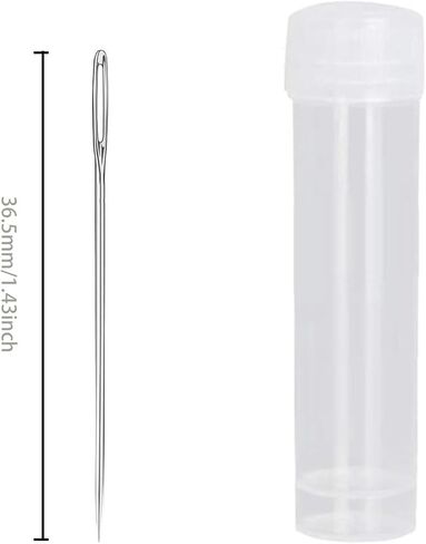 Couple Embroidery Art Sewing Needles Premium Stainless Steel Large Eye Sewing Needles 30 Pieces #24 with Modern Transparent Needle Box Perfect for Embroidery Hand Sewing and Crafts in Saudi Arabia