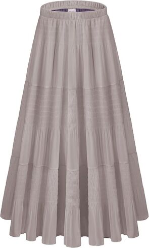 Women Pleated High Waist Skirts 2024 Fall Outfits Elegant Flowy A-Line Maxi Skirt in Saudi Arabia