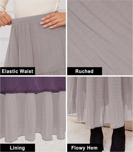 Women Pleated High Waist Skirts 2024 Fall Outfits Elegant Flowy A-Line Maxi Skirt in Saudi Arabia