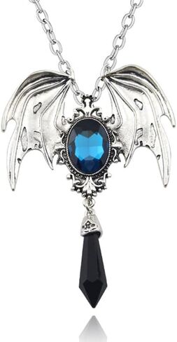 Gothic Bat Wings Large pendant Necklace Vintage Victoria Crystal Necklace Punk Vampire Bat Pendant Necklace Goth Cosplay Party Jewelry Gift for Women in Saudi Arabia