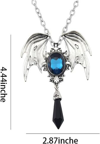 Gothic Bat Wings Large pendant Necklace Vintage Victoria Crystal Necklace Punk Vampire Bat Pendant Necklace Goth Cosplay Party Jewelry Gift for Women in Saudi Arabia