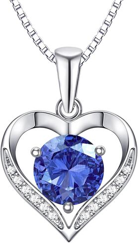 Heart Moissanite Birthstone Necklaces Anniversary/Birthday/Best Friend/Girlfriend/Wife Gifts for Her 925 Sterling Silver Pendant Necklace for Women in Saudi Arabia