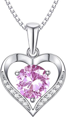 Heart Moissanite Birthstone Necklaces Anniversary/Birthday/Best Friend/Girlfriend/Wife Gifts for Her 925 Sterling Silver Pendant Necklace for Women in Saudi Arabia