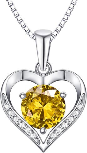 Heart Moissanite Birthstone Necklaces Anniversary/Birthday/Best Friend/Girlfriend/Wife Gifts for Her 925 Sterling Silver Pendant Necklace for Women in Saudi Arabia