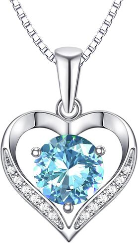 Heart Moissanite Birthstone Necklaces Anniversary/Birthday/Best Friend/Girlfriend/Wife Gifts for Her 925 Sterling Silver Pendant Necklace for Women in Saudi Arabia