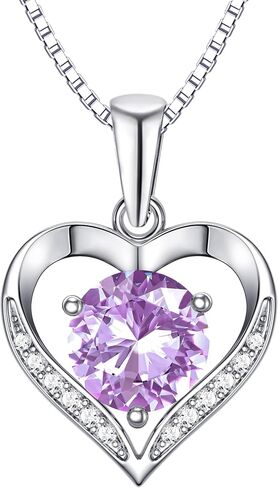 Heart Moissanite Birthstone Necklaces Anniversary/Birthday/Best Friend/Girlfriend/Wife Gifts for Her 925 Sterling Silver Pendant Necklace for Women in Saudi Arabia
