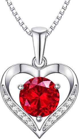 Heart Moissanite Birthstone Necklaces Anniversary/Birthday/Best Friend/Girlfriend/Wife Gifts for Her 925 Sterling Silver Pendant Necklace for Women in Saudi Arabia
