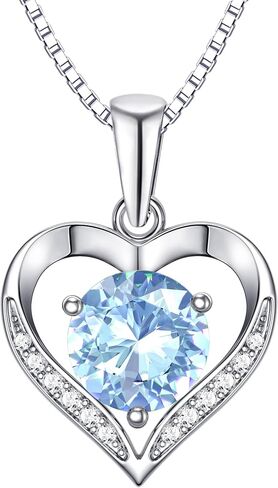 Heart Moissanite Birthstone Necklaces Anniversary/Birthday/Best Friend/Girlfriend/Wife Gifts for Her 925 Sterling Silver Pendant Necklace for Women in Saudi Arabia
