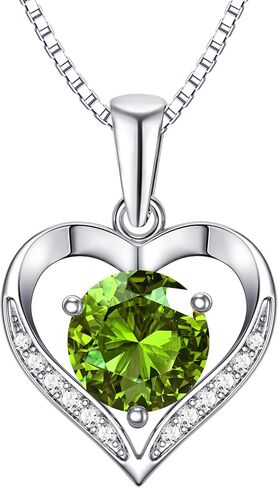 Heart Moissanite Birthstone Necklaces Anniversary/Birthday/Best Friend/Girlfriend/Wife Gifts for Her 925 Sterling Silver Pendant Necklace for Women in Saudi Arabia
