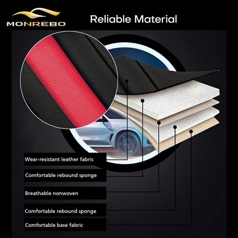 otoez Leather Car Seat Covers Full Set, Full Coverage Seat Covers for Cars, Waterproof Automotive Front & Back Seat Protector Universal Fit Most 5 Seats Car Sedan Truck SUV (Black & Red) in Saudi Arabia